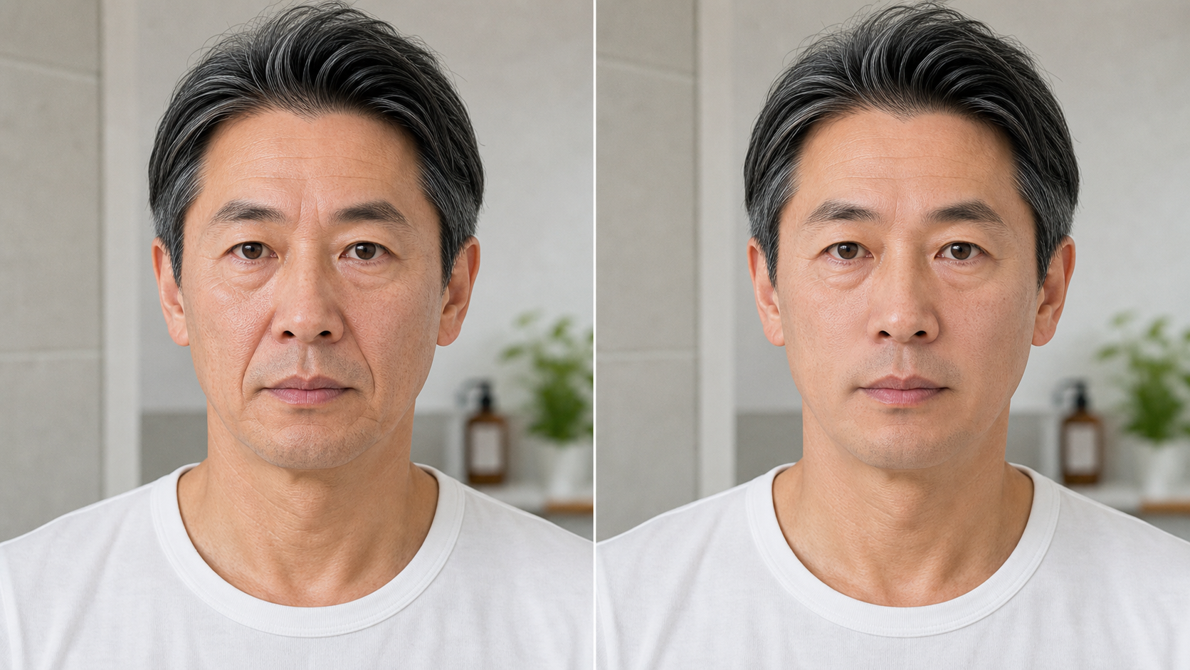 ほうれい線が目立つ顔と目立ちにくい顔の比較イメージ